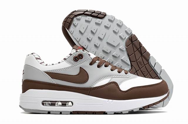 Nike Air Max 1 Men's And Women's Shoes Brown White Grey-31 - Click Image to Close